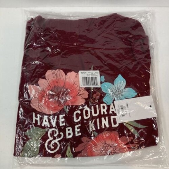 SO Tie Front Graphic Soft Tee Shirt Hoodie Maroon Floral Girl's Size S (7) NWT - Picture 2 of 4